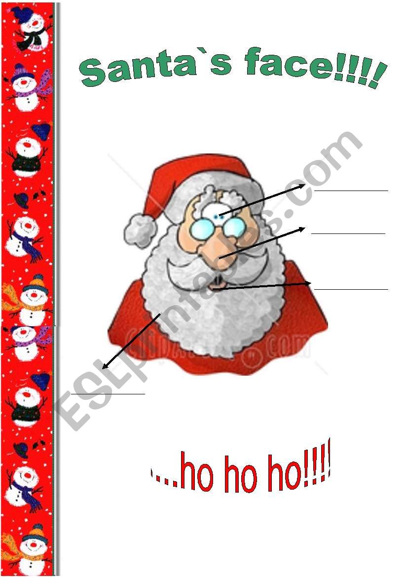 Santa`s face!! worksheet